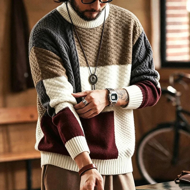 Trevon – Pullover Mit Patchwork-Zopfmuster