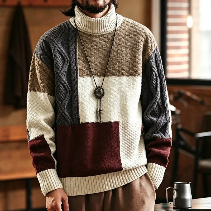 Trevon – Pullover Mit Patchwork-Zopfmuster