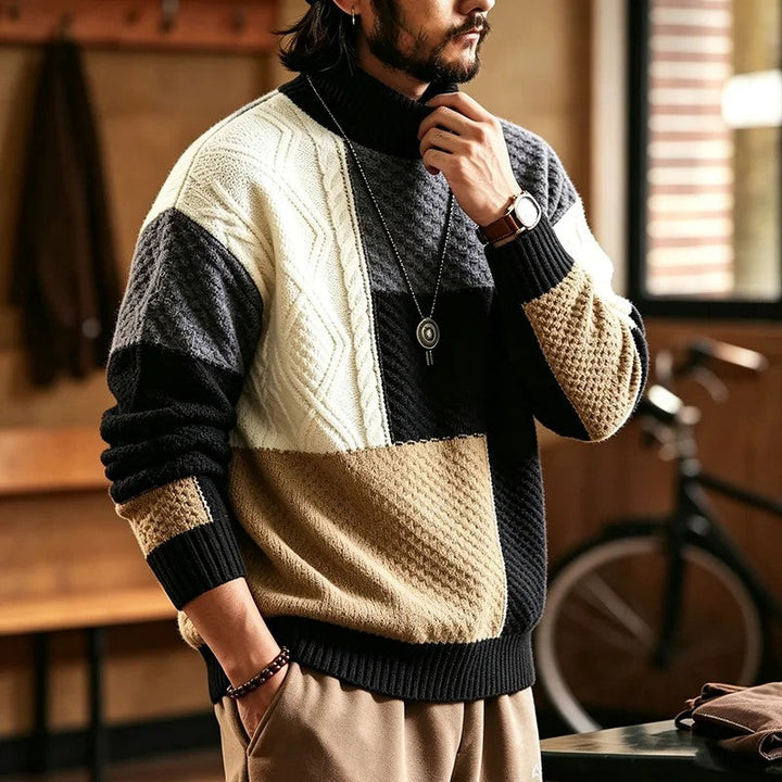 Trevon – Pullover Mit Patchwork-Zopfmuster