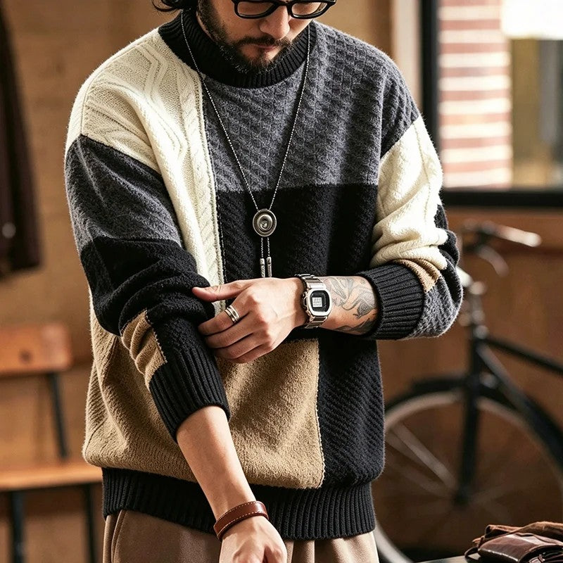 Trevon – Pullover Mit Patchwork-Zopfmuster