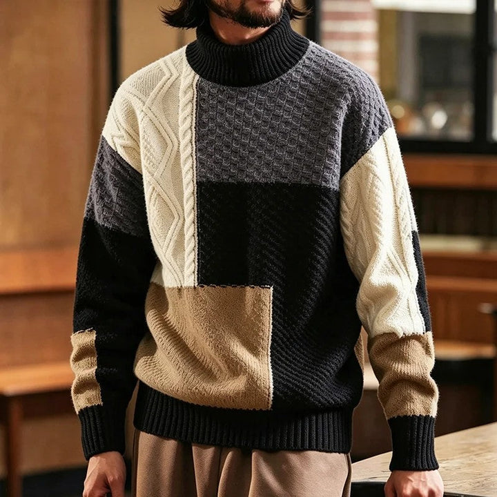 Trevon – Pullover Mit Patchwork-Zopfmuster