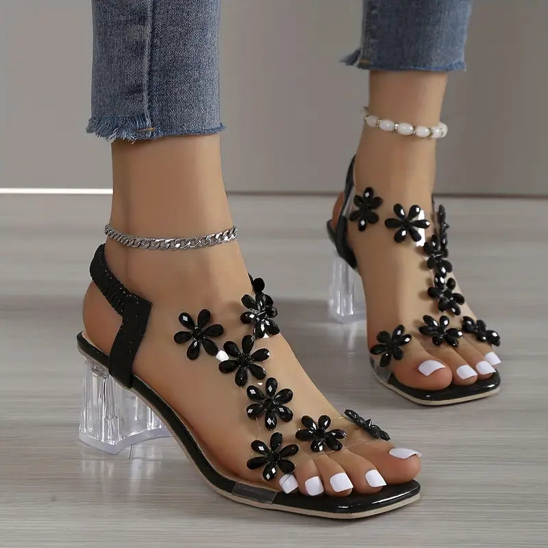 Graciela - Sandalen Mit Hohen Absätzen Und Blumenkristallen