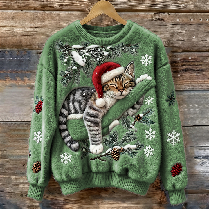 Elisabetta – Plüschpullover Mit Fauler Katze