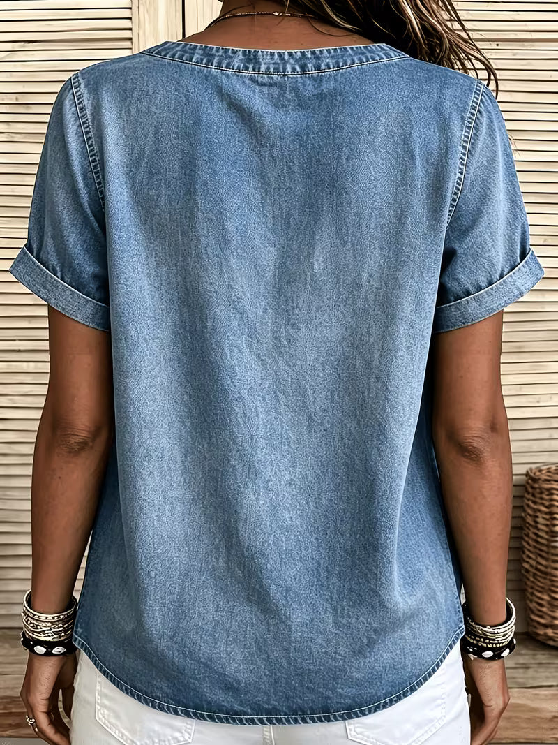 Ferina – Denim-Top Mit Kurzen Ärmeln im Gebraucht-Schau