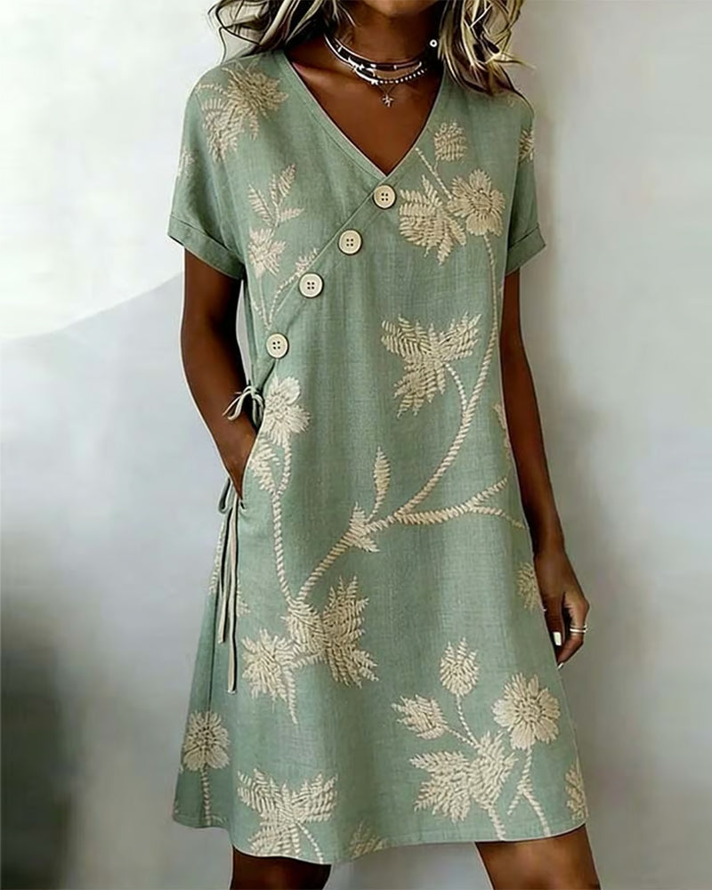 Celmira - Mini Kleid MIT Diagonalem Knopfmuster