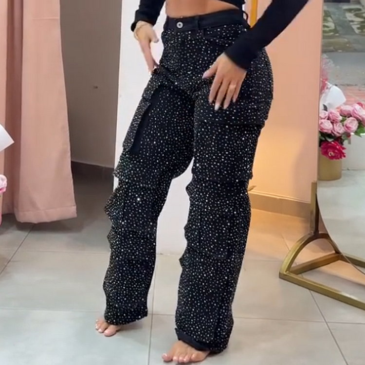 Leseli - Elegante Cargo Hose Mit Schimmerndem Finish