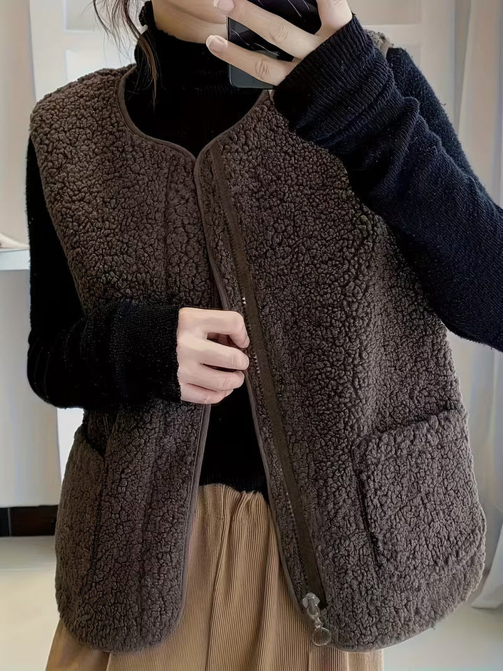 Miona – Plüsch-Fleece-Weste Mit Taschen