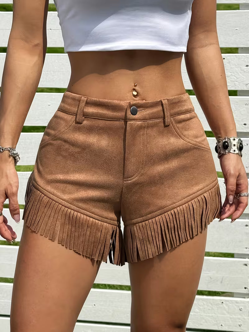 Wiliya – Vintage-Kurzhosen Mit Fransen Und Nedriger Leibhöhe