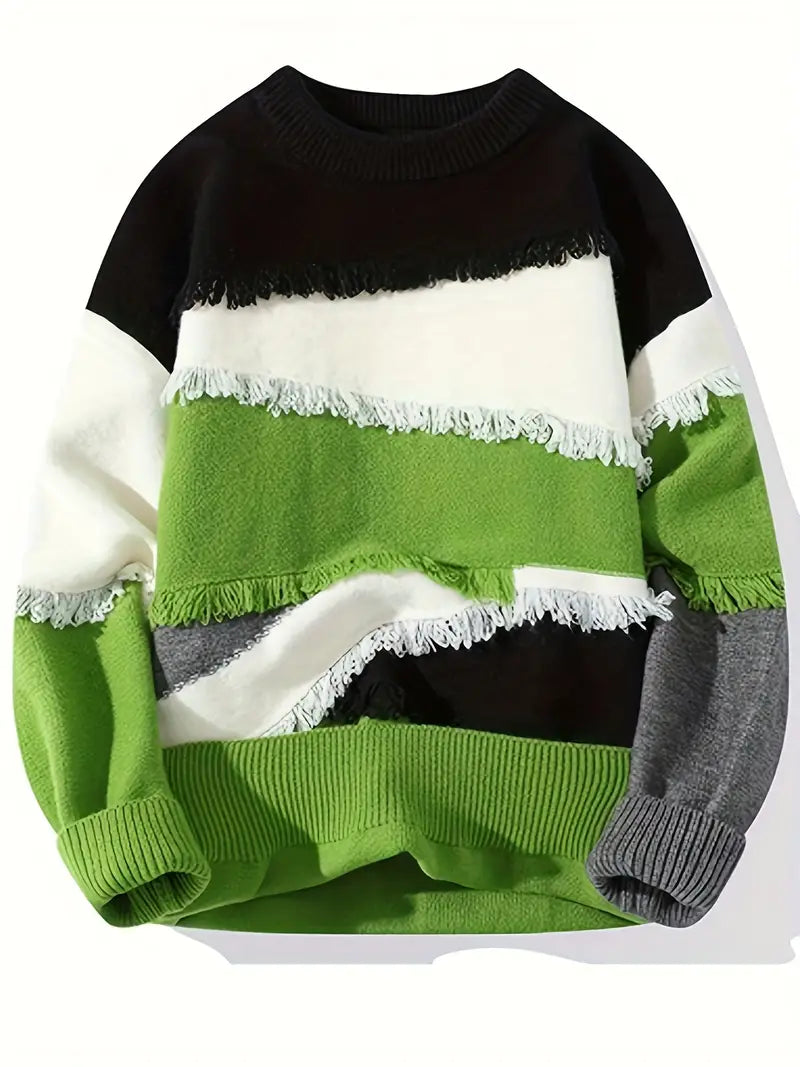Derrick – Ausgefranster Strickpullover Mit Langen Ärmeln