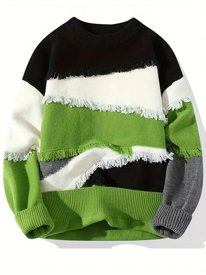 Derrick – Ausgefranster Strickpullover Mit Langen Ärmeln