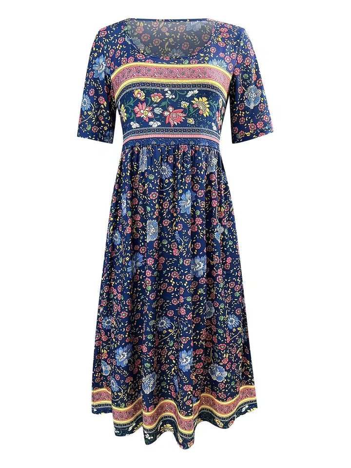 Lisan – Kleid mit Vintage-Blumenmuster und Tasche