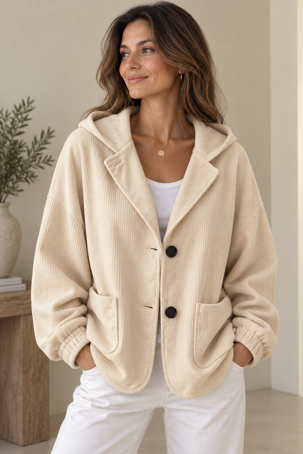 Nalina – Übergröße-Kapuzen Jacke Aus Cord