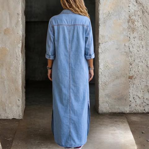 Noshina – Maxi-Kjole I Denim Med Knapper Foran