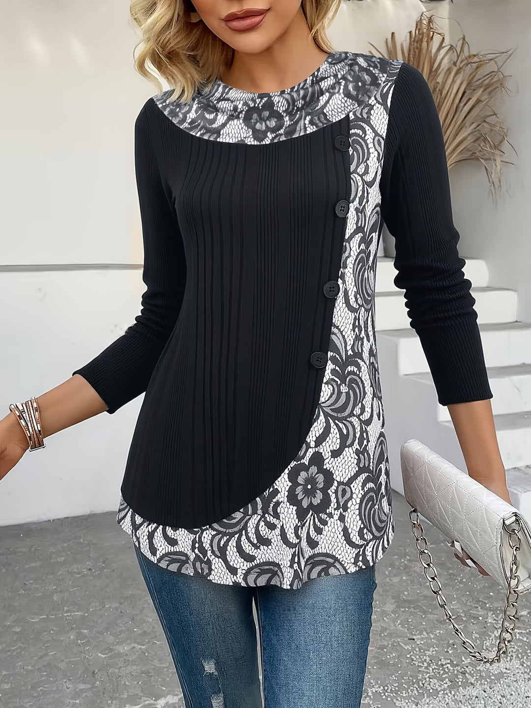 Lizeth – Langarm T-Hemd Mit Rundhalsausschnitt
