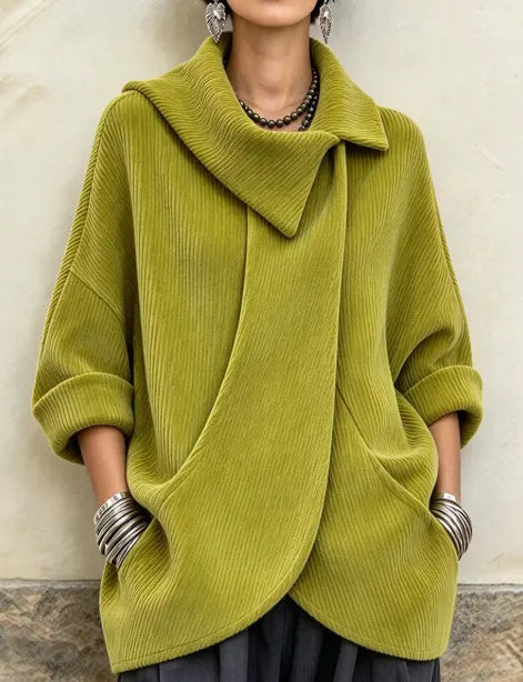 Lenneke – Oversize-Jacke mit Asymmetrischem Kragen und Taschen