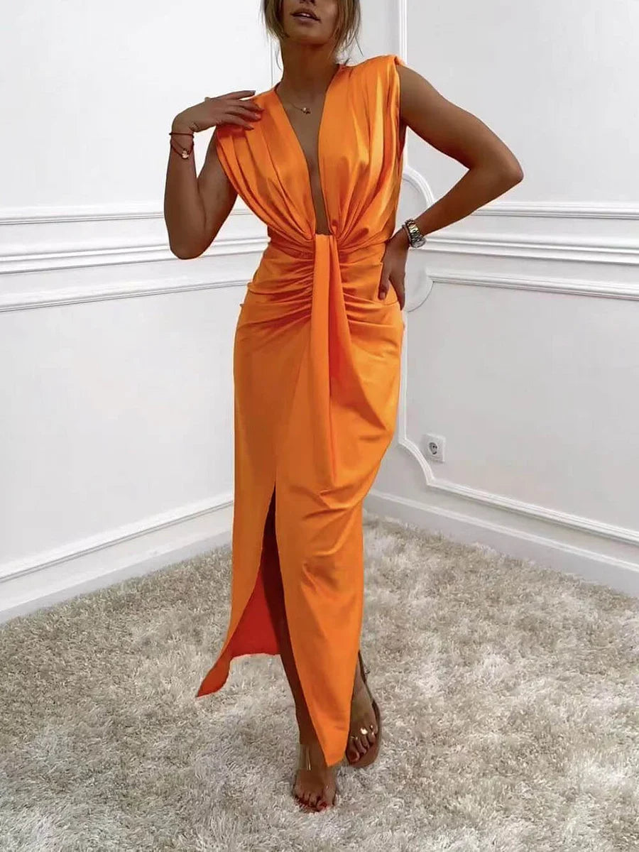 Jolira – Klassisches Midikleid Mit Gerafftem, Drapiertem Schlitz