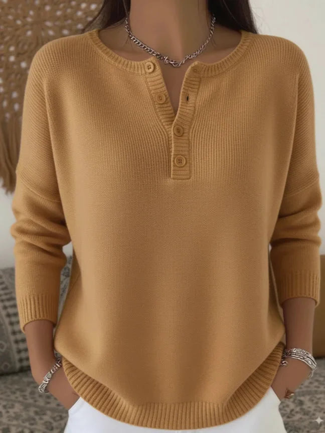 Nenneke - Eleganter Langarm Pullover Mit Knopf
