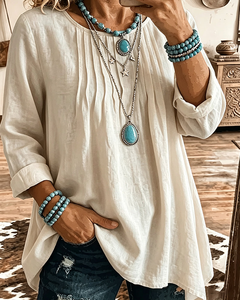 Taireen – Tunika Bluse im Boho Stil Mit Falten