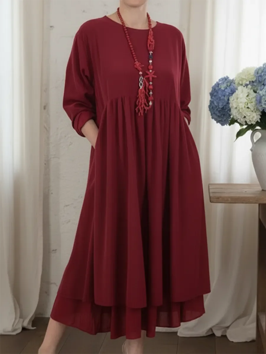 Ceinwen – Maxikleid Mit Lockerem, Doppellagigem Saum