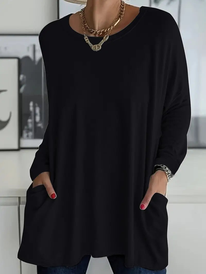 Noryn – Oversize-Pullover mit Rundhalsausschnitt und Taschen