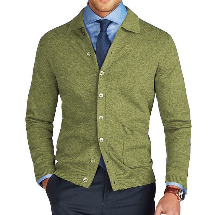 Benny – Klassische Revers Tasche Gestrickt Strickjacke