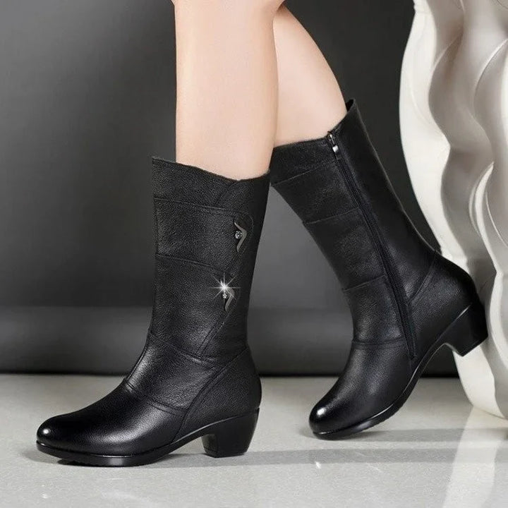 joania – Lederstiefel Mit Seitlichem Reißverschluss