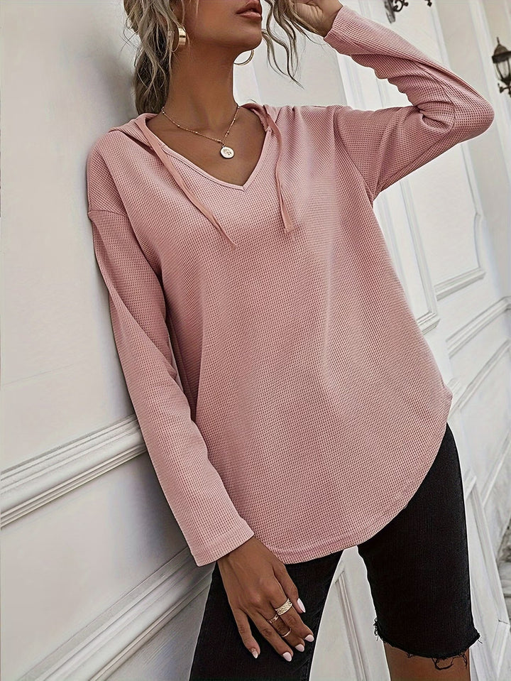 Seonie – Langarm Kapuzenpulli Mit V-ausschnitt