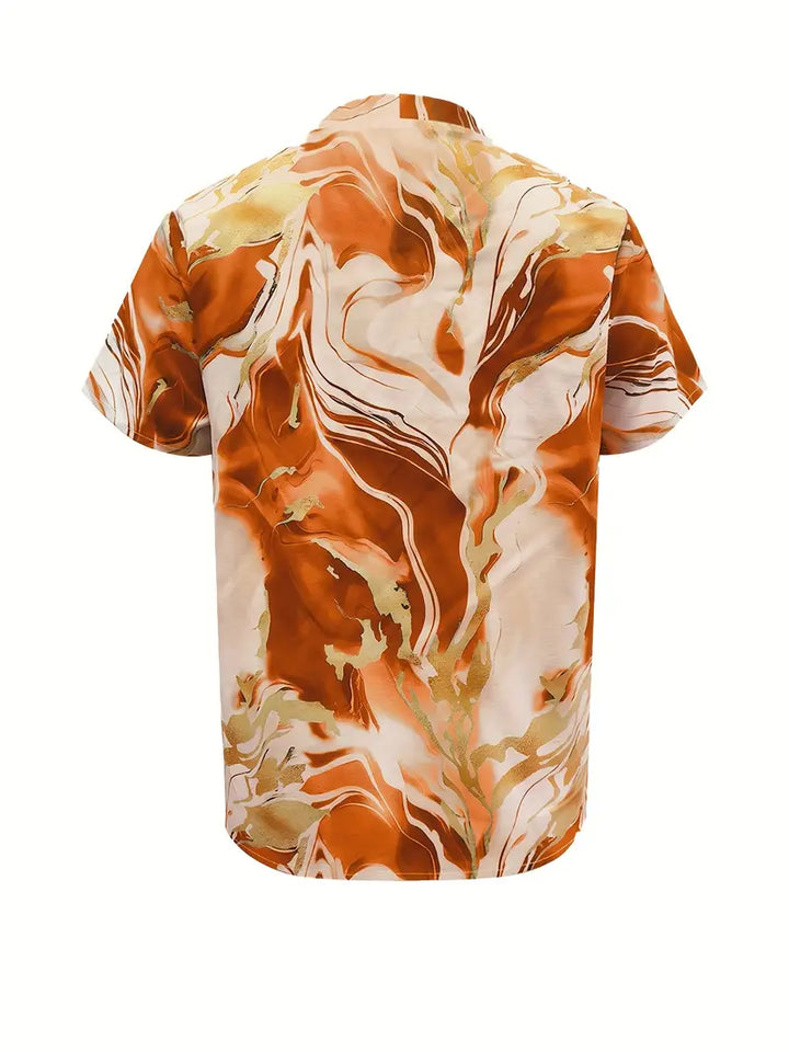 Maroula - Elegantes Hemd Mit Marmorprint Und Kurzen Ärmeln