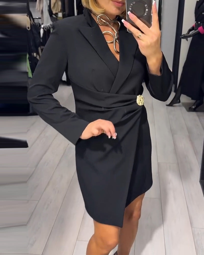Funshine - Anzugkragen Mode Schlanke Passform Kleid