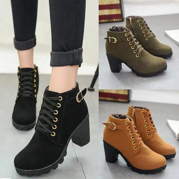 Wiltrud – Schnürstiefeletten mit Blockabsatz
