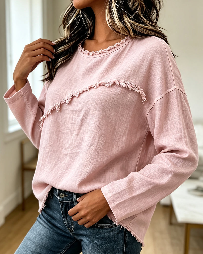 Myrtle – Bluse mit asymmetrischem Rundhalsausschnitt
