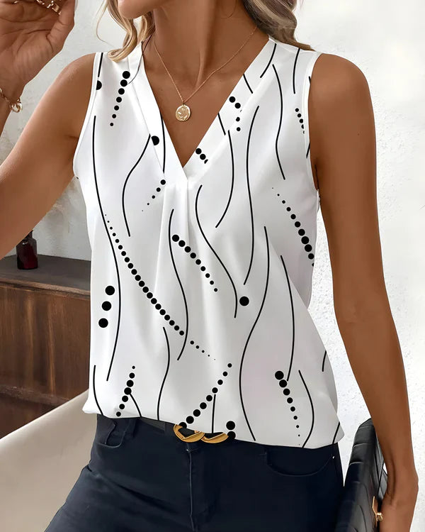 Thea - Ärmellose Bluse Mit V Ausschnitt
