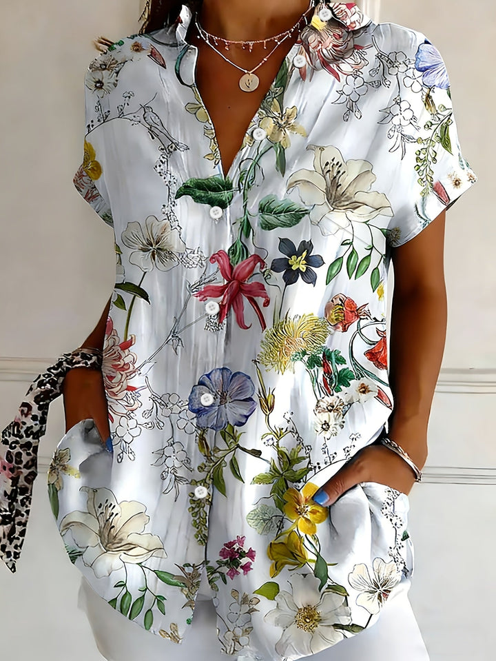 Nabilah - Lässiges Kurzarm Oberteil Mit Blumenmuster