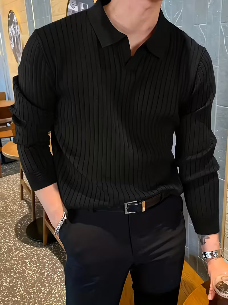 Kaeran – Eleganter Polo-Pullover Aus Geripptem Strick
