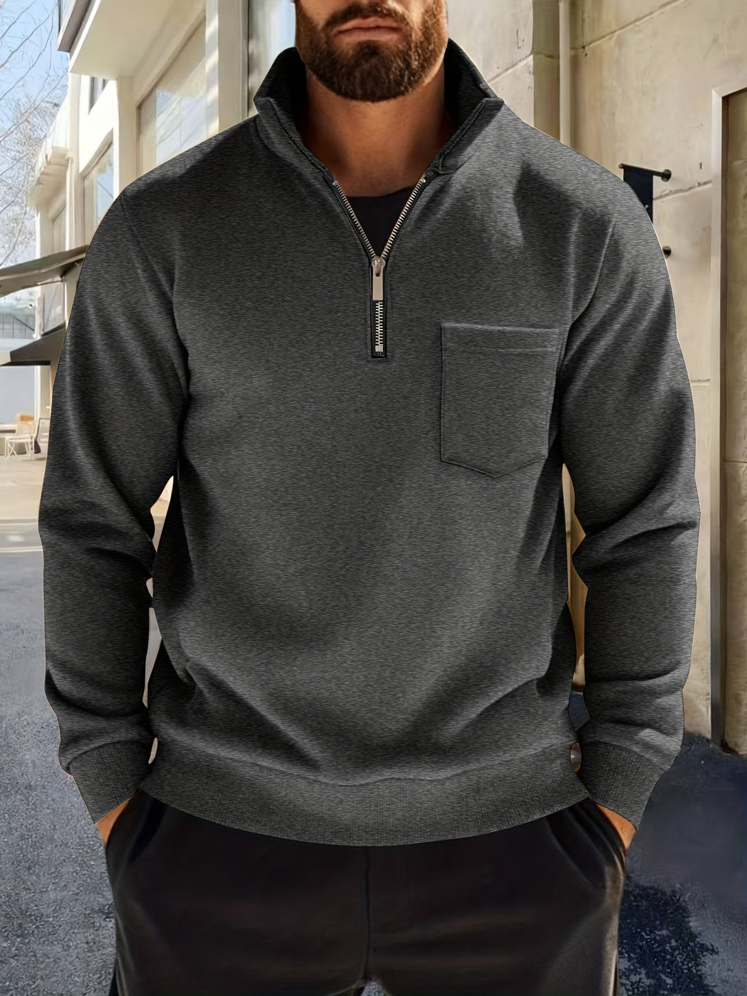 Nistor – Langarmshirt Mit Halbem Reißverschluss