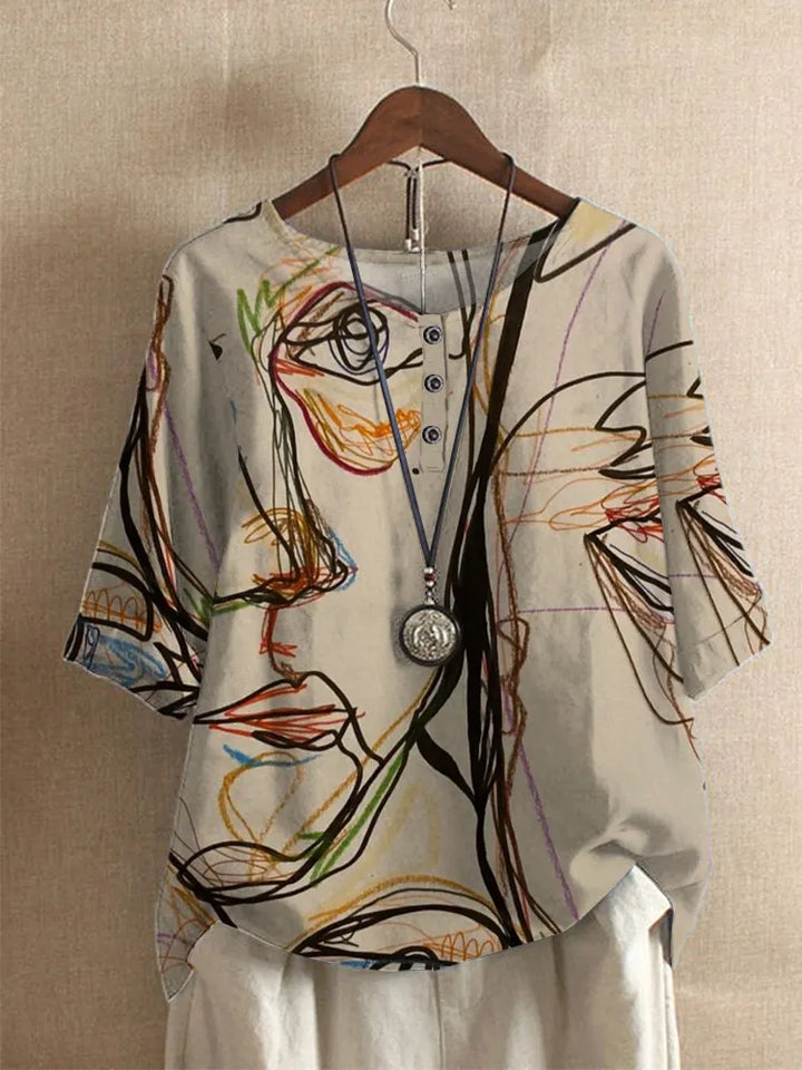 Silina – Bluse Mit Abstraktem Figuren Muster