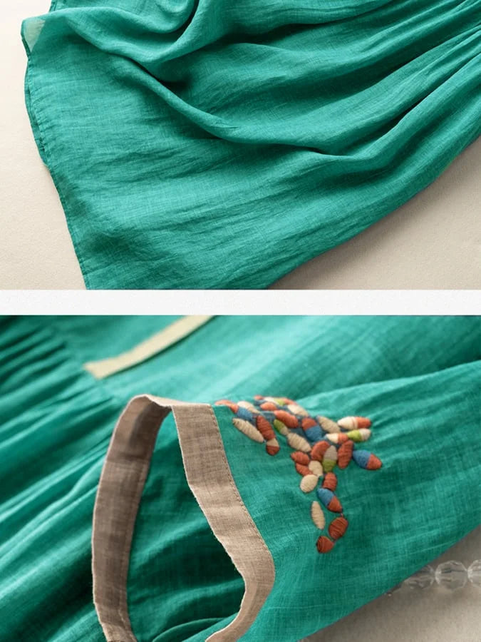 Anoshka - Kleid Aus Baumwolle Und Leinen Im Ethno Stil