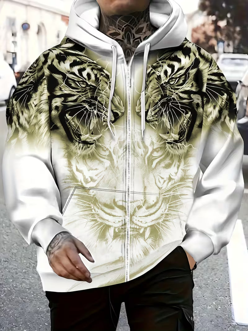 Luciano – Kapuzenpullover Mit Reißverschluss Und Tiger Muster