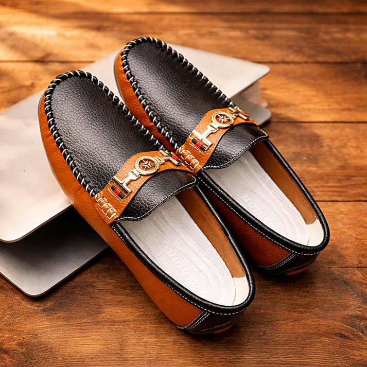 Stewart – Moderne Zweifarbige Leder Loafer