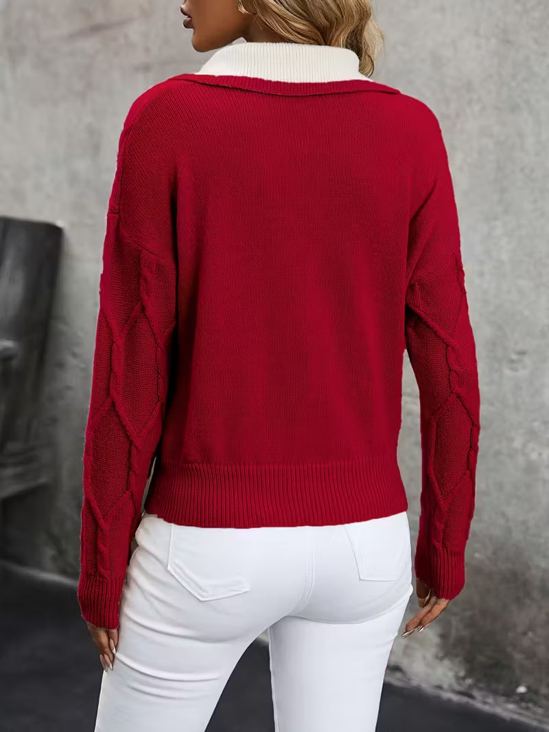 Mahalia – Pullover Mit Zopfmuster Und Kragen