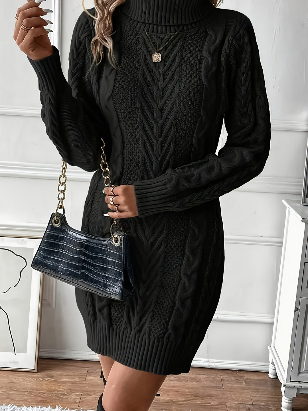 Milanda – Strickkleid Mit Zopfmuster