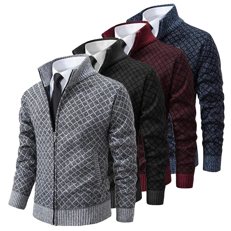 Klarik – Strickjacke MIT Durchgehendem Reißverschluss Und Rautenmuster