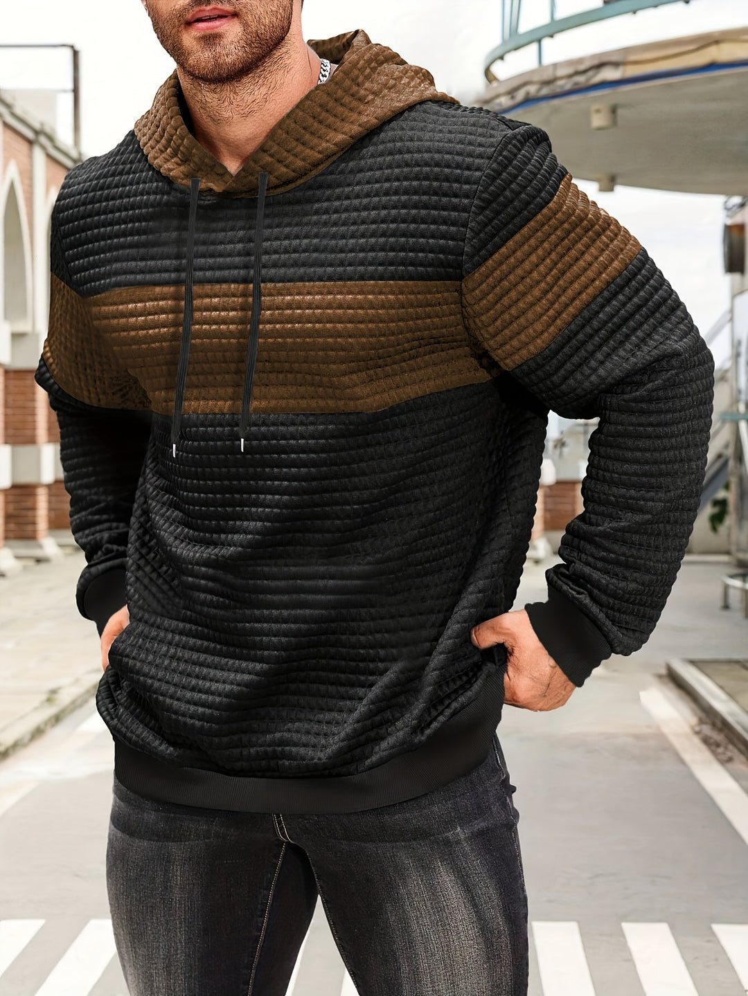 Fredric - Blockierung Stilvoller Kapuzenpullover Schweiß Hemd