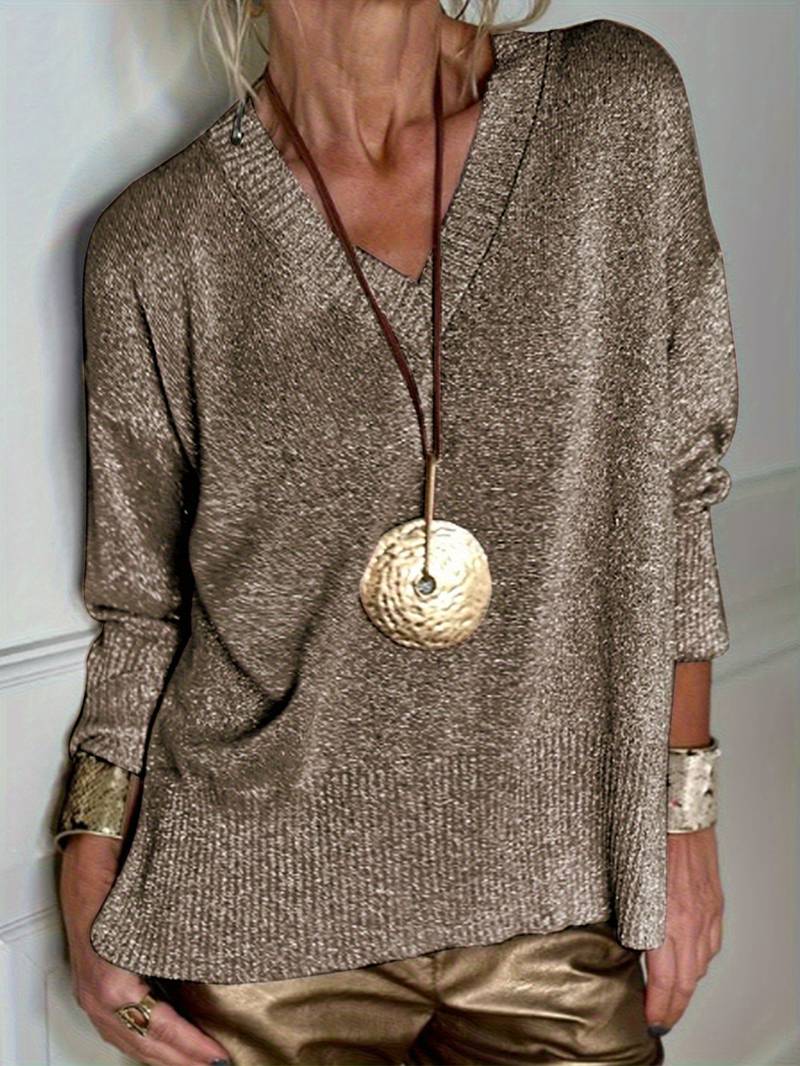 Migle - Langärmeliger Pullover Mit V-Ausschnitt