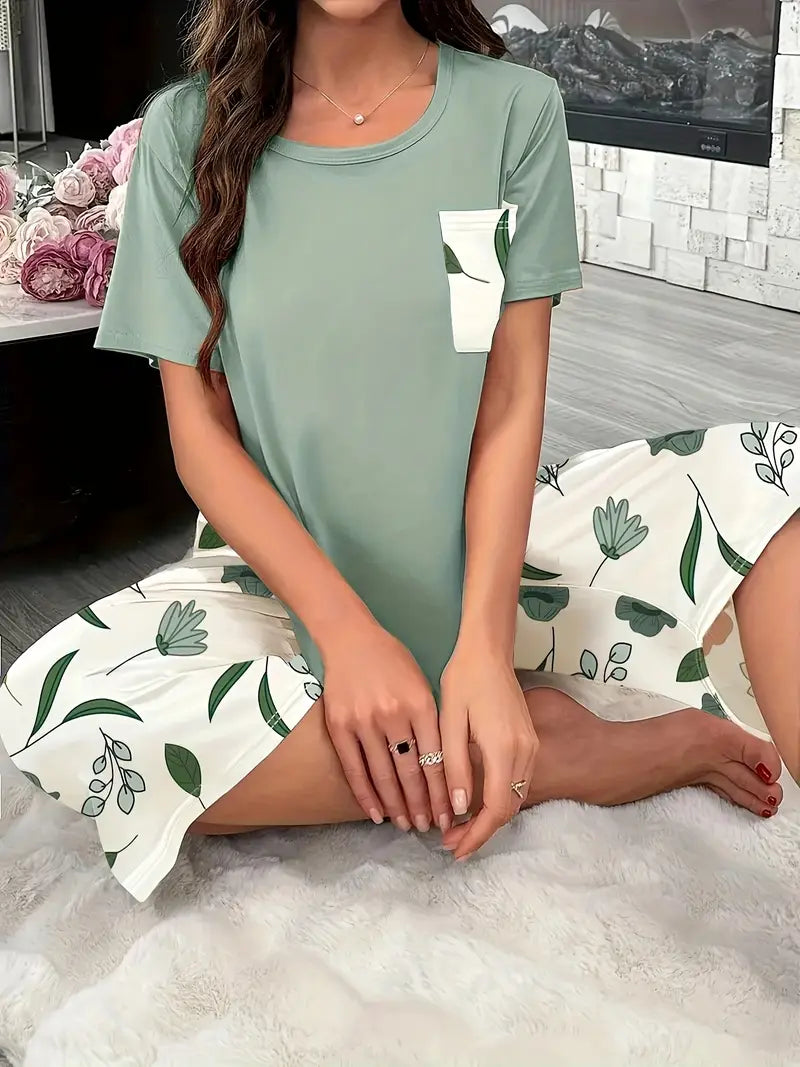 Kinsley – Bequemer Loungekleidung Satz Mit Blumen Ausdrucken
