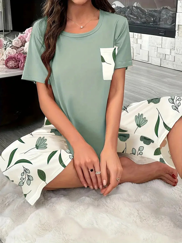 Kinsley – Bequemer Loungekleidung Satz Mit Blumen Ausdrucken