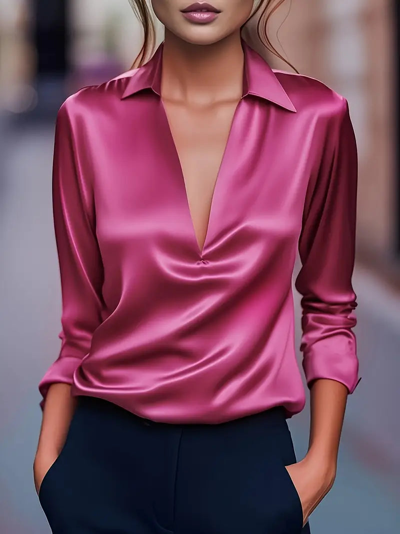 Nadene - Prämie Bluse Mit V-Ausschnitt