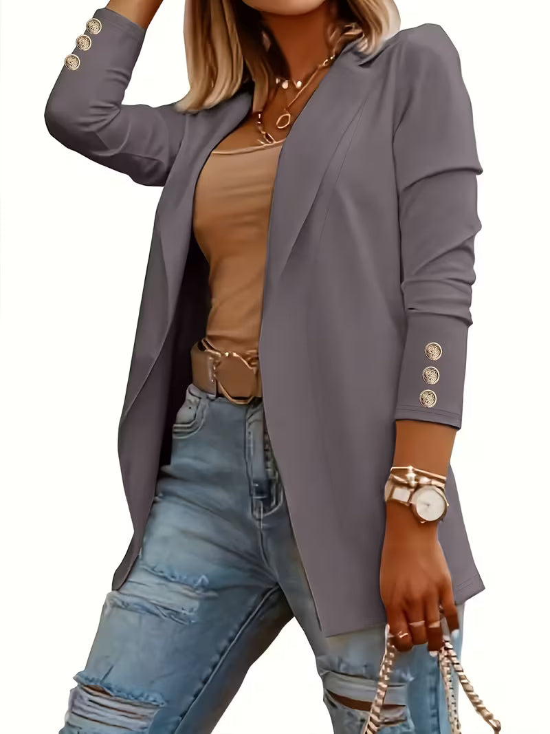 Nikia – Langärmeliger Blazer Mit Zierknöpfen