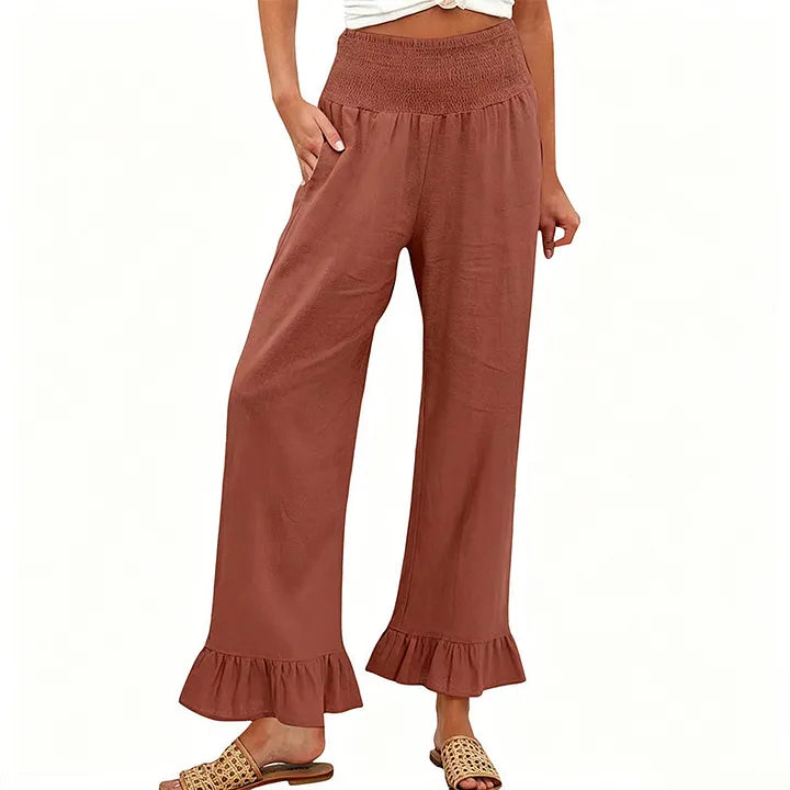 Moriom - Boho Lounge Hose Aus Baumwolle Mit Rüschen