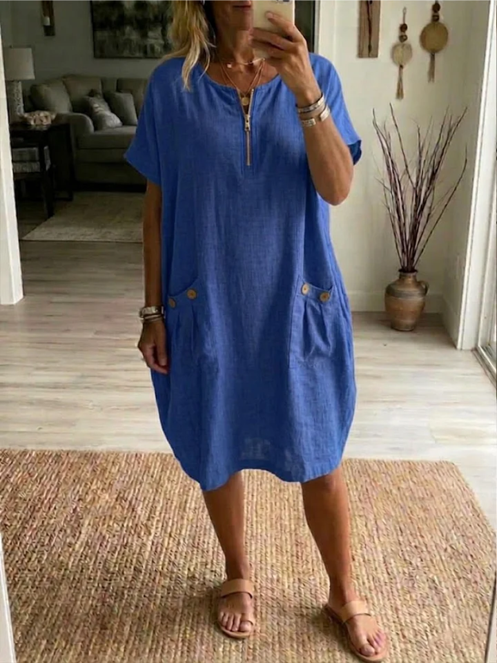 Slavka – Midi Kleid Mit Taschen Und Reißverschluss